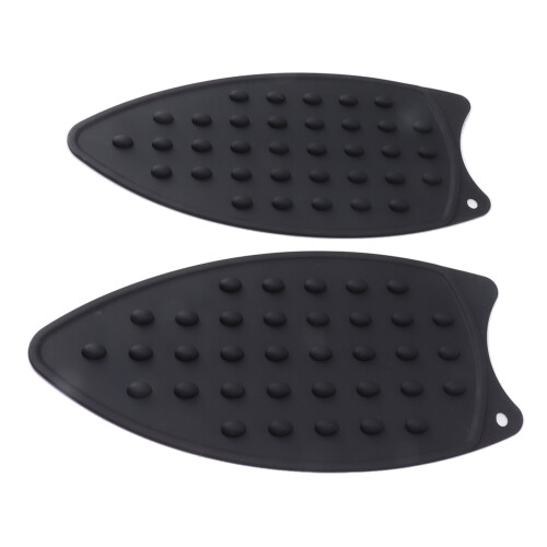 2Pcs Silicone Iron Rest Pad Durable Heat-Resistant Iron Mat Black 1