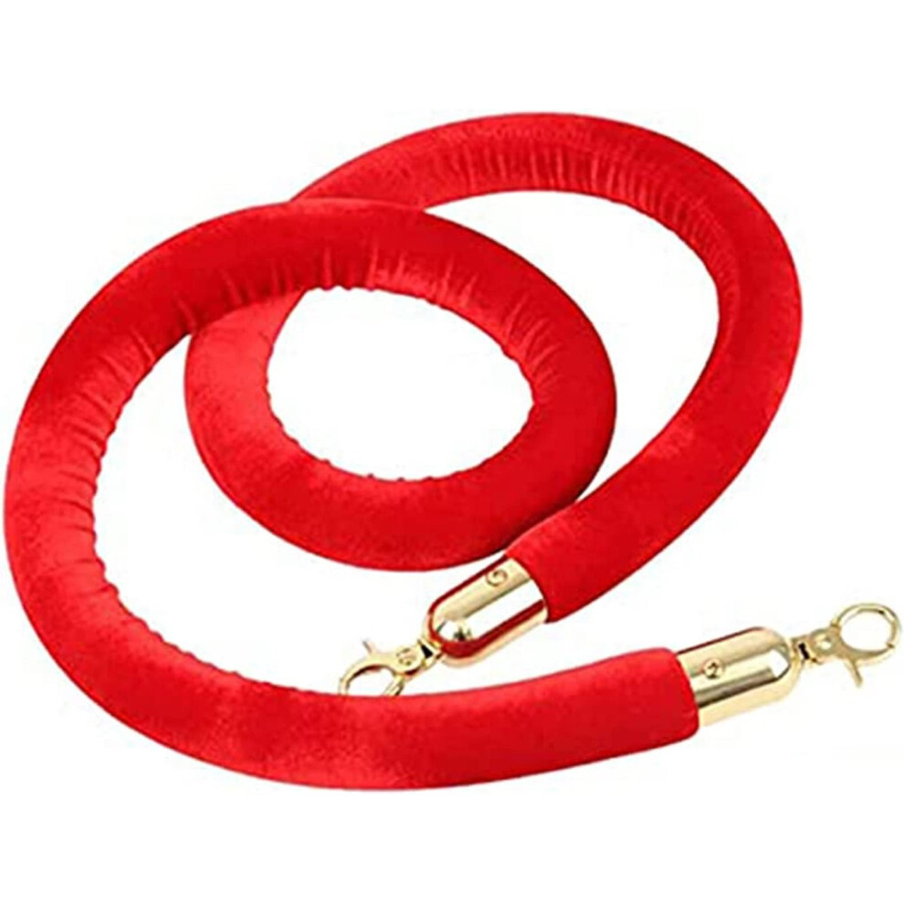 2 Pack Velvet Stanchion Rope With Gold Hooks, 5Ft Red Crowd Control Barrier For Vip Events 9094768697887
