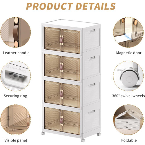 Storage Drawer Units For Clothes Plastic Drawers On Wheels With Lid Foldable Stackable Width 45Cm 1 Layer 1