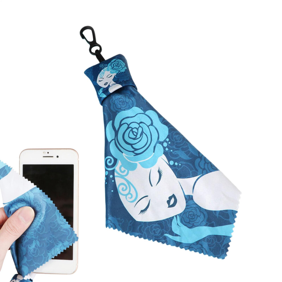 Microfiber Glasses Cleaning Cloth with Keychain, Floral Pattern, Streak Lens Cleaner for Travel