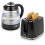 Homcom (Black) HOMCOM Kettle and Toaster Set with Limescale Filter, Crumb Tray 2