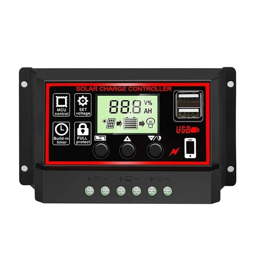 30A Mppt Solar Charge Controller 12V 24V With Lcd Display Dual Voltage And Safety Protection 9187378737163