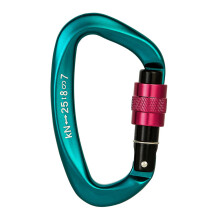 Aluminum Alloy 25KN D Shape Carabiner Backpacking Climbing Buckle Screw Gate Carabiner For Safe Outdoor Adventure Sports