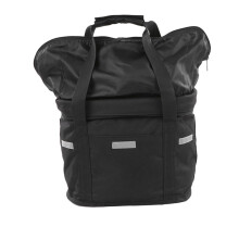 Foldable Front Bike Basket With Lid Quick Release Handlebar Carrier Bag For Cycling Shopping Picnic Black Canvas