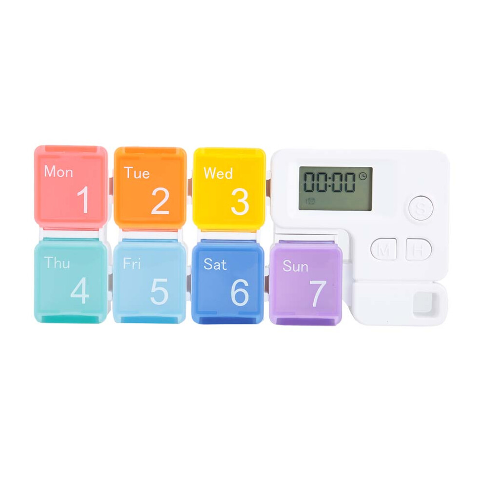 Smart Pill Dispenser With Reminder Alarm Featuring Divided Grids And Precise Cutting Mechanism, BPA Free Medical Organizer For Weekly Vitamin And