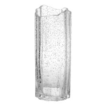 Italian Crafted Corolla Vase, Luminous Glassware For Faux Florals And Everyday Use, Elegant Clear Cylinder Vase, Transparent, 10 X 10 X 30 Cm,