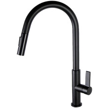 Kitchen Faucets With Pull Down Sprayer, Black Copper Finish, Hot And Cold Rotatable Sink Faucet, Universal Single Hole