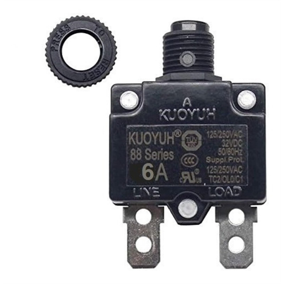 6 Amp Resettable Circuit Breaker With Quick Reset Button And Overload Protection 9094768700426