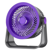 Portable Desk Fan Rechargeable 1200mAh Battery FiveSpeed Quiet Adjustable Tilt Head Purple