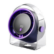 Quiet Desk Fan | Rechargeable Mini Desktop Air Ventilator, Leafless, Portable for Car, Home, Dorm, Travel, Purple