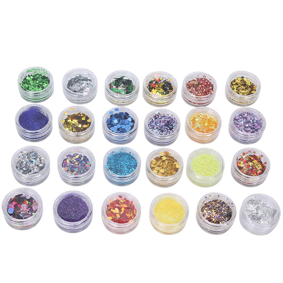 Elegant Sparkle, Holographic Chunky Glitter For Nail Art And Body Decor, Quick Dry Glue, Various Colors And Shapes, Transparent Containers, Easy Appl