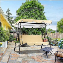 Waterproof Patio Swing Canopy Replacement with UV Blocking Oxford Fabric, Outdoor Seat Cover 65x45x6in