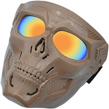 Adjustable Air Gun Full Face Protective Mask with Goggles for Paintball, Halloween Skull Design, Outdoor Activities