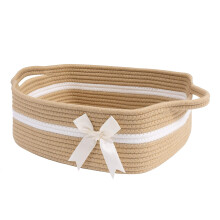 Small Woven Rope Gift Basket, Nursery Storage, Rectangle Shelf, Brown Rope, 13 X 9.8 X 4.9