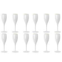 Shatterproof Champagne Flutes 180ml Unbreakable PP Prosecco Glasses White 12 Pack Wedding Bridal Shower Cocktail Party