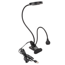 Lampa Deisce Gearrthóg le hOscailt Leathan Teanntáin, Solas Teanntáin LED le Muineál Gé Solúbtha, Solas Léitheoireachta USB a Sholáthraíonn