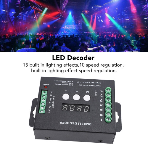 4CH DMX512 RGBW LED Decoder, 192W/384W, 9-24V, 71x31x110mm 2