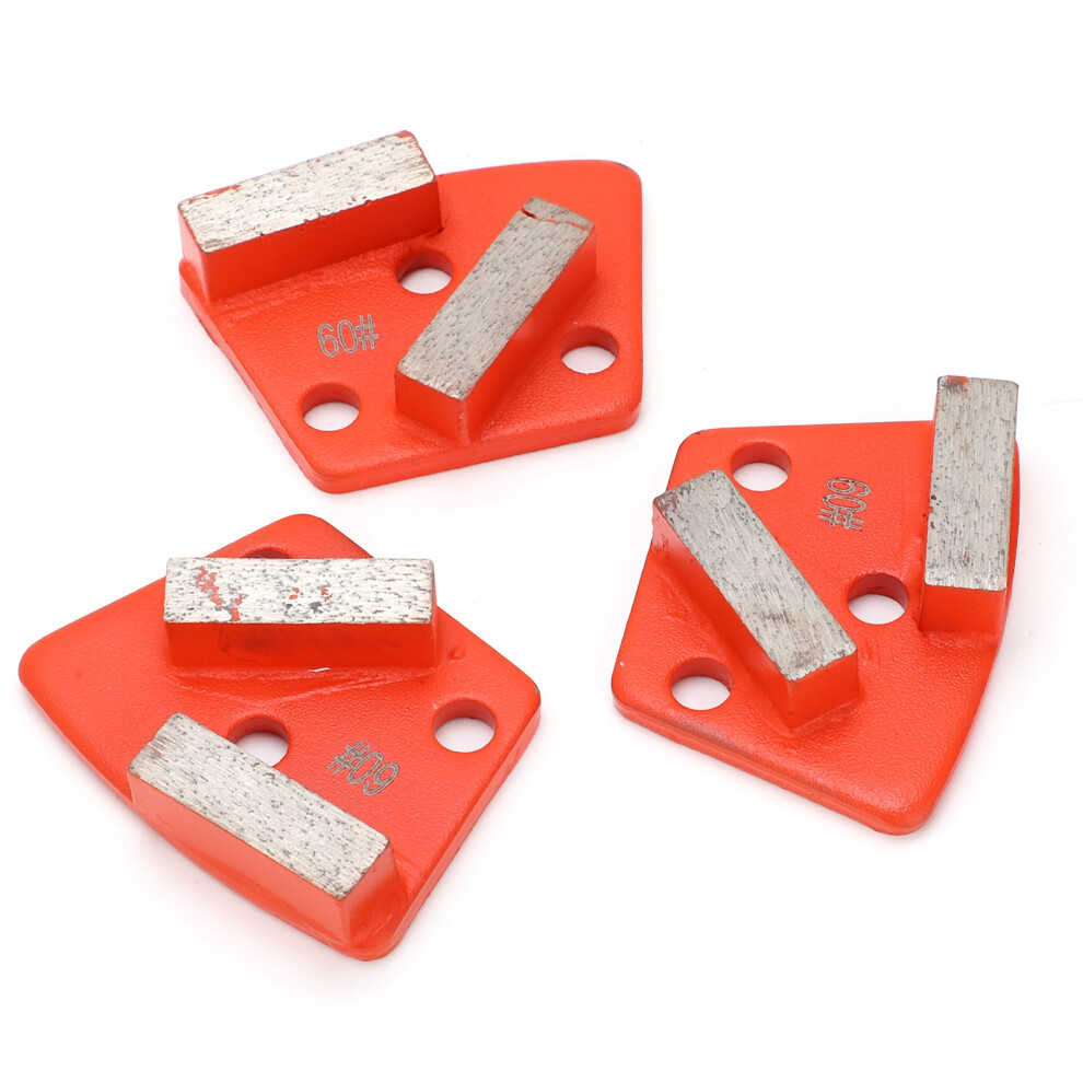 Concrete Grinding Shoes 3Pcs Diamond Trapezoid Aggressive Cutting Tangerine 60# 4621378215054
