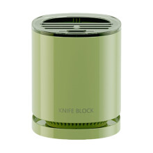 Kitchen Knife Holder 360 Rotating Utensil Caddy With Draining Tray Green Holds Scissors Chopsticks Spoons