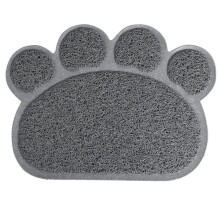 Pet Paw Shape Non Slip Litter Mat Grey For Cats And Dogs Food Bowl Placemat Easy To Clean With Stable Backing