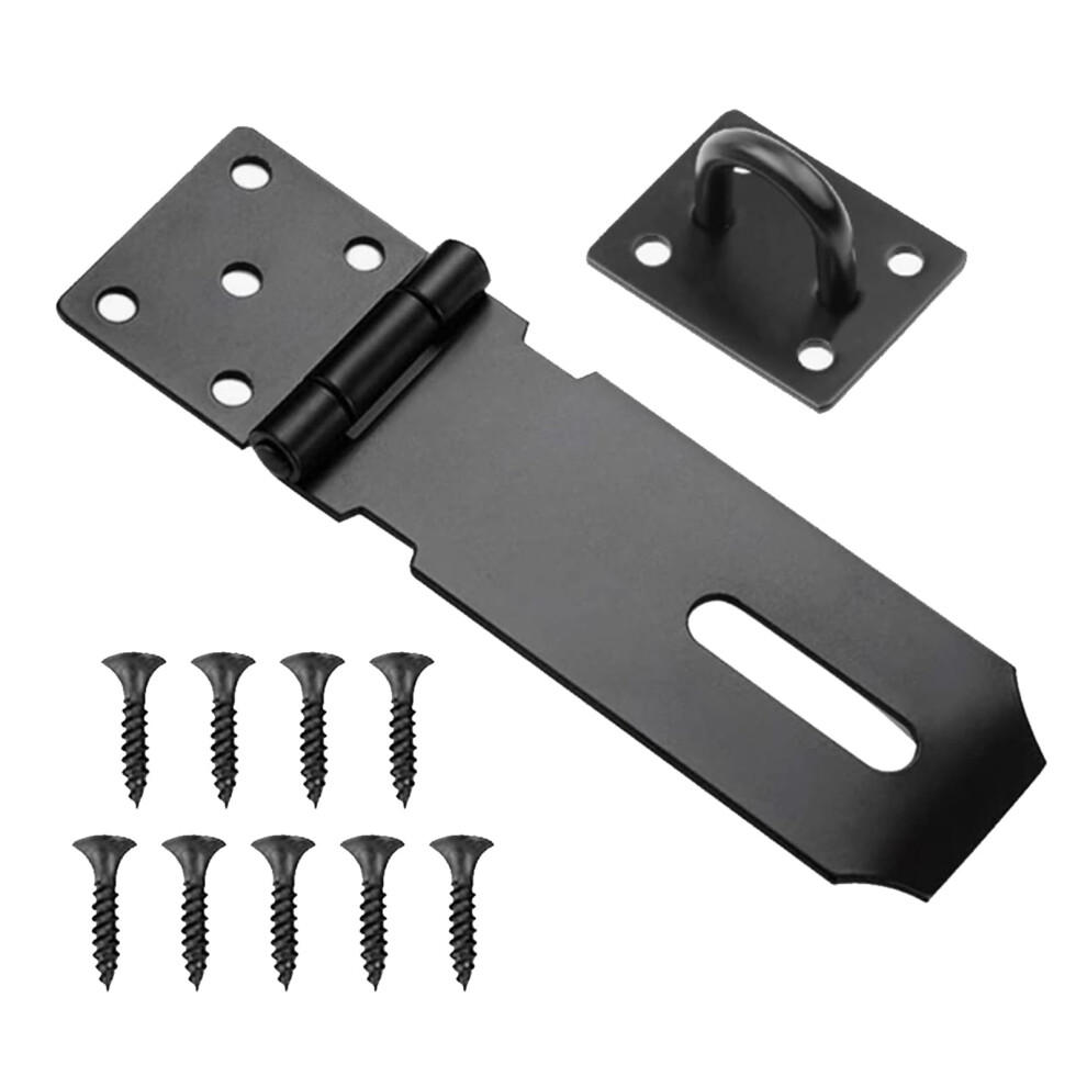 Heavyduty Shed Lock Buckle Stainless Steel Padlock Hasp And Staple, 4Inch Shed Door Latch, Black, For Doors, Pet Cages 9187378742327