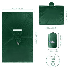 Compact 210T Polyester Rain Poncho Cover with Hood & Backpack Protection