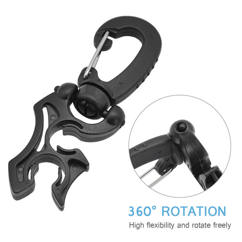 2 Packs Diving Hose Clips - Adjustable, Durable, 10cm, Black/Color 1