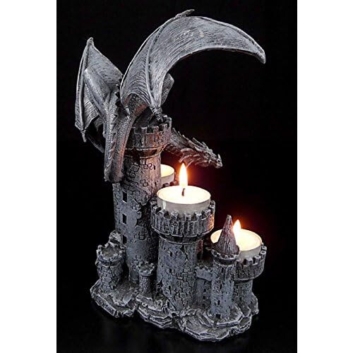 Tea Light Holder With Four Castle Towers Dragon Decor 1