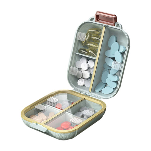Tragbare 7-Tage-Pillen-Organizer-Box für-Helles Hemd grün klein