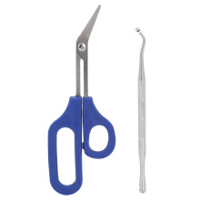 Zehennagelknipser mit abgewinkelter Klinge und langem Griff, Edelstahl, ergonomisches Design, gebogene Nagelschere, Feile für eingewachsene