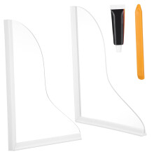 Clear Acrylic Bathtub Edge Splash Guard 2Pcs, Corner Barrier For Washbasins And Sinks, Silicone Seal, Easy Glue Install
