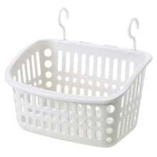 Hanging Plastic Storage Basket Shower Caddy With Hooks For Bathroom And Kitchen Cabinets White