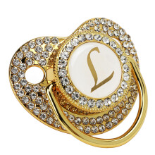 Baby Bling Schnullerclip mit Staubschutz, Buchstabe L, PP+Silicone, 6–18 Monate
