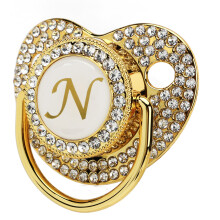 Baby Bling clip per ciuccio con copertura antipolvere per bambini 6-18 mesi, lettera N