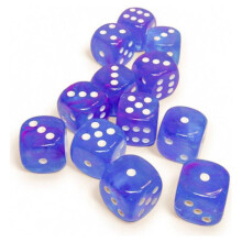 Chessex Manufacturing CHX27767 d6Cube 16 mm Nebula Luminary - Aura & White - Pack of 12