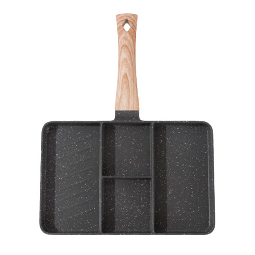 Heat Resistant Mini Pancake Pan Split Grill Pan Portable NonStick Breakfast Egg Pan Compact Black