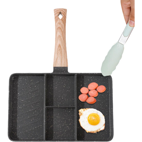 Heat Resistant Mini Pancake Pan Split Grill Pan Portable NonStick Breakfast Egg Pan Compact Black 2