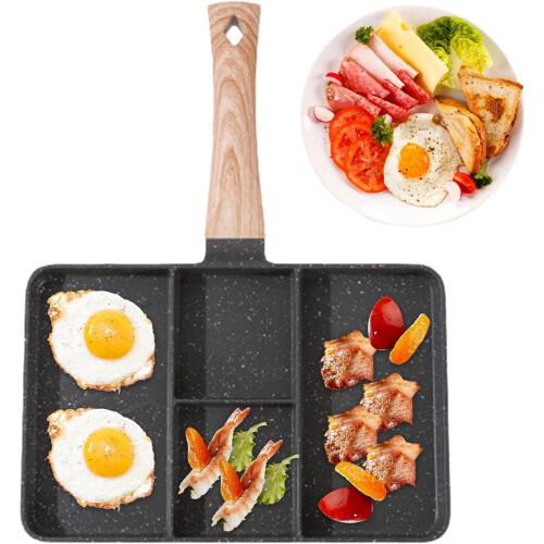Heat Resistant Mini Pancake Pan Split Grill Pan Portable NonStick Breakfast Egg Pan Compact Black 1