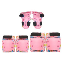 6Pcs Kids Outdoor Skating Gear Set For Roller Scooter Skateboard Cycling With Knee Guard Pink M