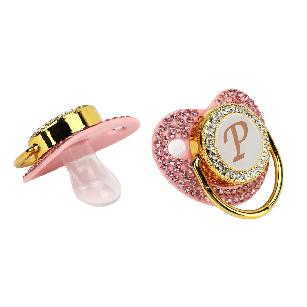 Baby Pacifier With Rhinestones, Curved Silicone, 6-18 Months Golden