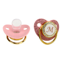 Infante in silicone ortodontico curvato dorato ergonomico con strass e molletta M