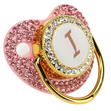 Succhietto Golden Baby con Strass, Silicone Curvo, 6-18 Mesi