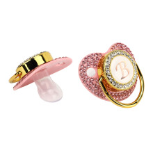 Succhietto Golden Baby con Strass in Silicone Curvo per 6-18 Mesi