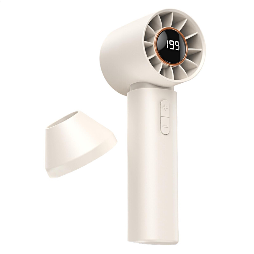 Bladeless Turbo Fan Handheld Travel Fan With Air Turbo Tech Multispeed Adjustment Battery Operated Beige 9187378744383