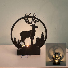 Decorative Metal Animal Tea Light Candle Holder Single Tea Light Stand Light And Shadow Art Decor For Home Wedding (B)