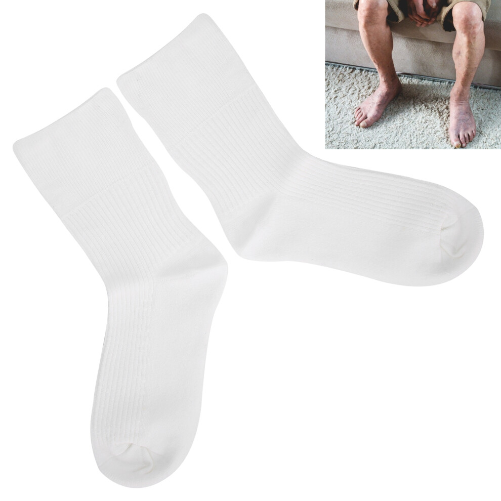 White Diabetic Foot Socks Non Binding Cotton Ankle Socks For Elderly