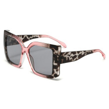 Sunglasses Leopard Print Color Square Frame Large Frame Double Beam Irregular Retro Cycling Pink Gray One Size