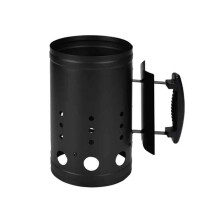Stainless Steel Charcoal Chimney Starter with Heat Shield for Quick BBQ and Camping 27.5x17.5cm Noir