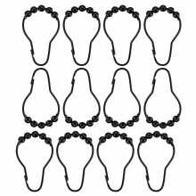 Shower Curtain Hooks 12Piece Black Decorative Drape Hangers Clip Rings For Bath Liners Replacement Parts Hotel Room