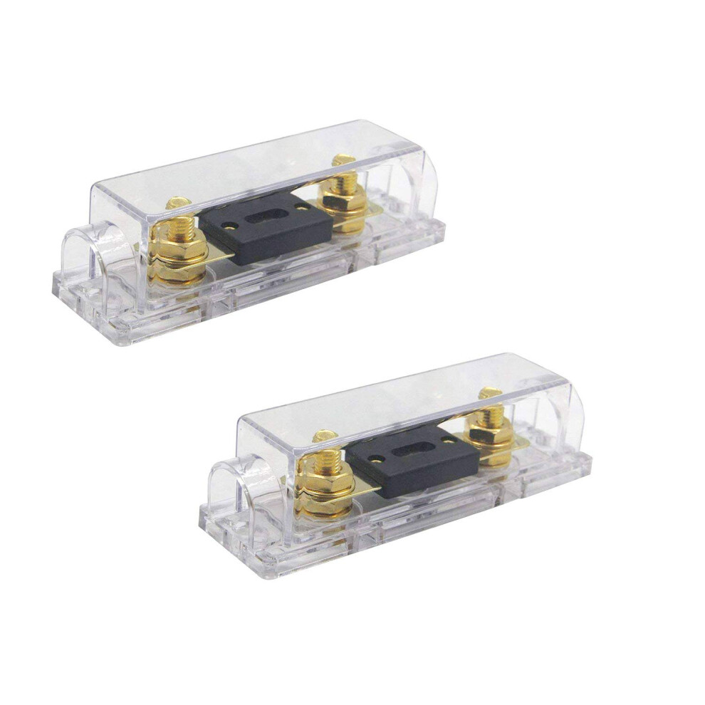 0/2/4 Gauge Awg Inline Anl Fuse Block 300A Fuse Holder With 300A Anl Fuse For Car Audio (2 Pack) Gold 9187378745120